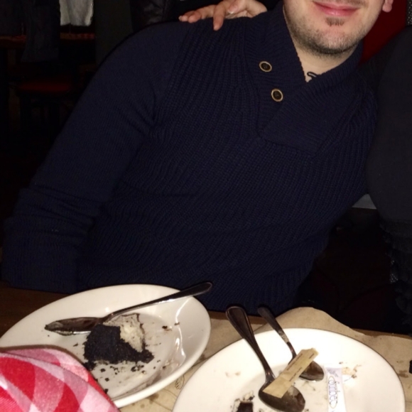 H&M-Mens Shawl Collar SlimFit Knit Ribbed Pullover - Picture 8 of 8